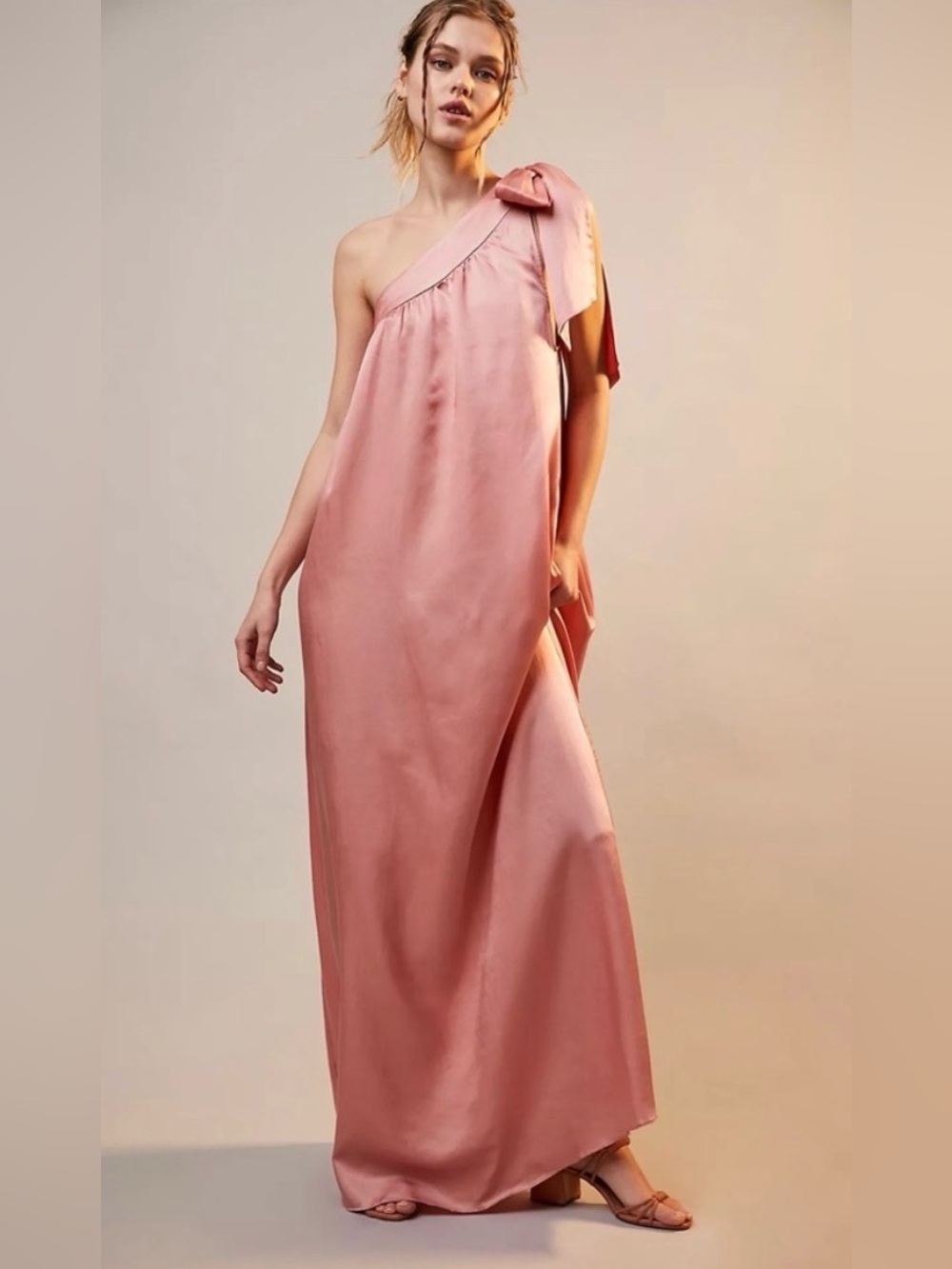 Free People Dusty Rose One-Shoulder Maxi Dress